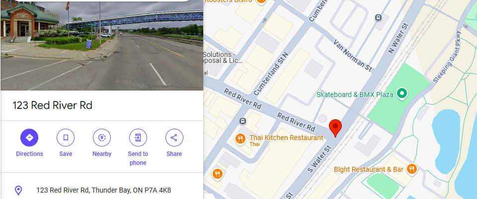 The Location of the establishment on google maps